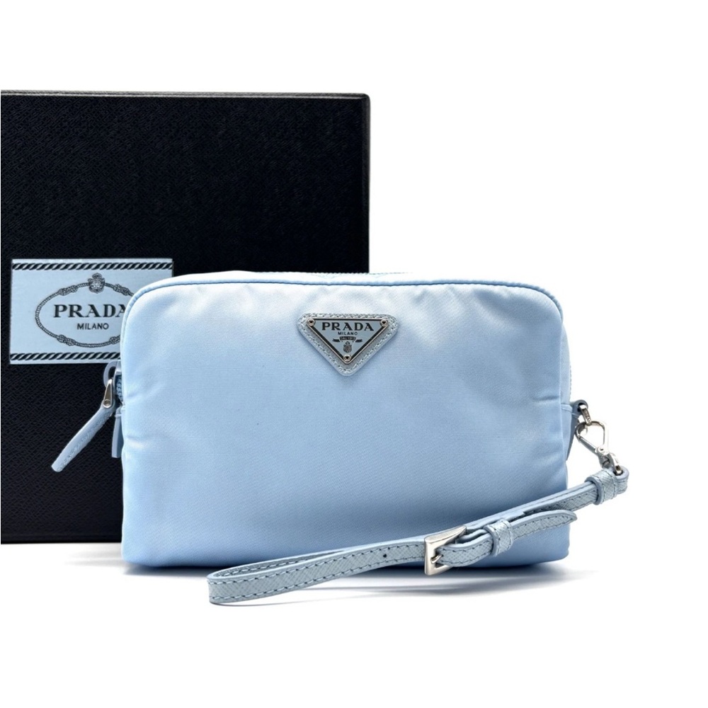 Prada Light Blue Cosmetic Bag/Wrislet